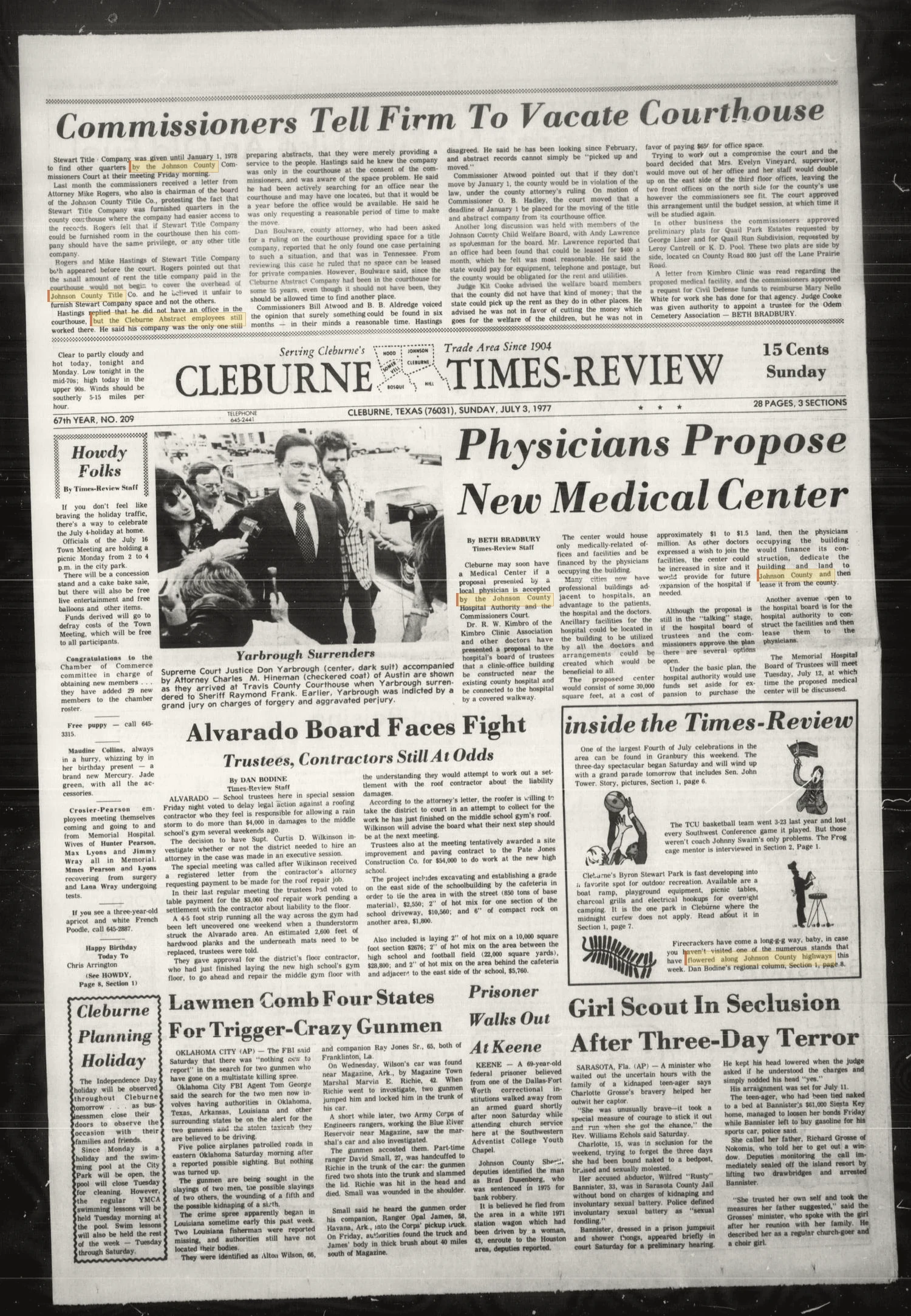 Cleburne Times-Review (Cleburne, Tex.), Vol. 67, No. 209, Ed. 1 Sunday, July 3, 1977